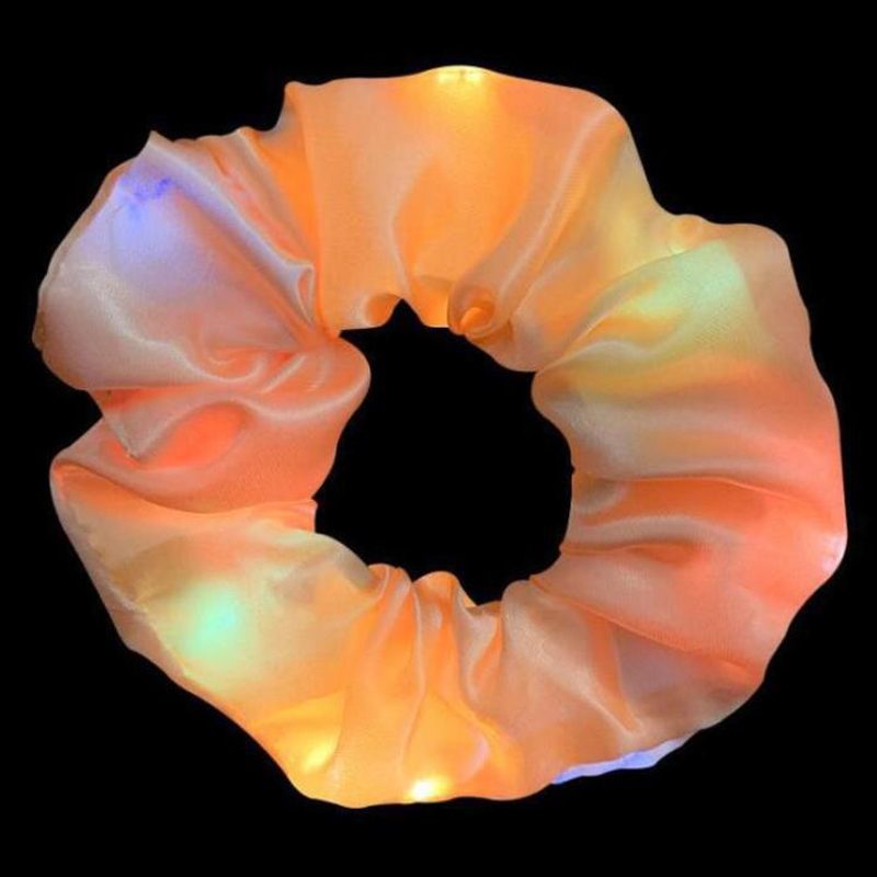 Popular parpadeante iluminado chica lazo para el cabello LED luminoso chica Scrunchies mujeres brillante Scrunchy cuerda para el cabello accesorios para el cabello: XS / YELLOW
