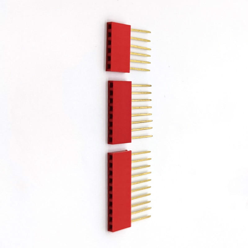 10 stk 2.54mm stablebare lange ben hun-header 2/3/4/5/6/8/10/15p enkeltrads kobling flerfarget uttak for arduino pcb