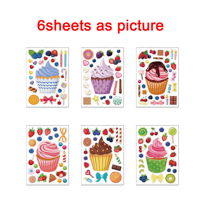 Machen Sie eine Cupcake-AufkleberböGen für freundlicher. Süß. Erstellen Sie Ihren eigenen Cupcake. DIY-Puzzle-Aufkleber. Kindergeburtstagsgeschenke. Party-Aufkleber M: Gold