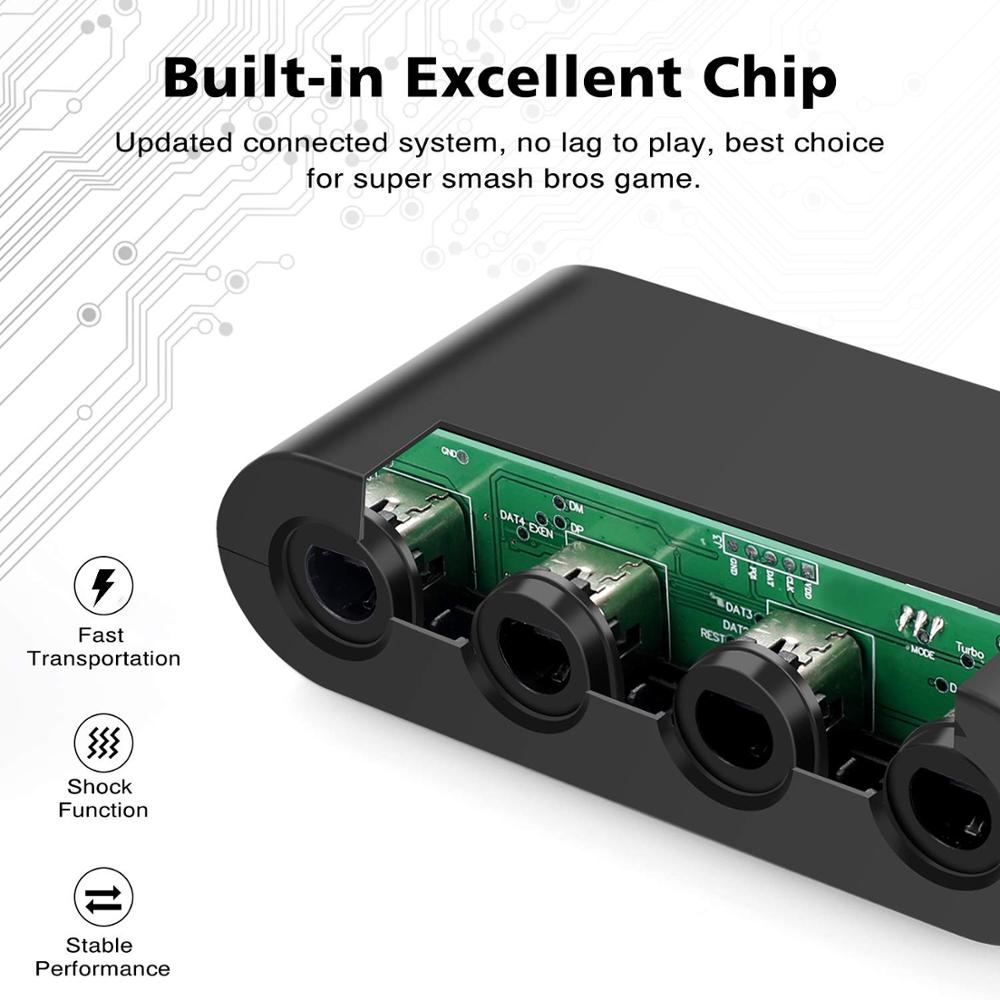 Controller Adapter. Super Smash Bros For Switch Game-cube Adapter for WII U, PC. Support Turbo and Vibration Features