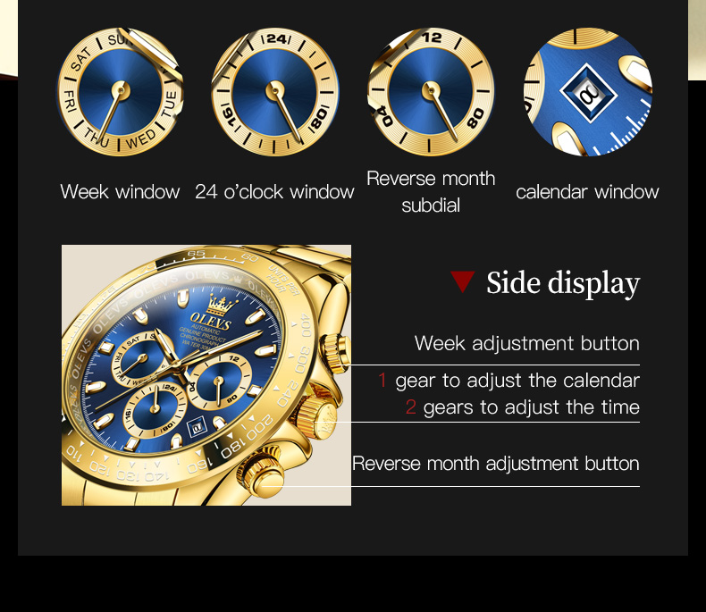OLEVS 6638 TOP automatisch mechanisch horloge voor heren Multifunctionele chronograaf datum waterdicht luxe origineel horloge heren
