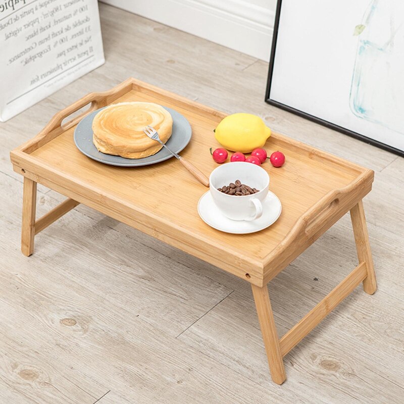 Foldable Wooden Bed Tray Breakfast Laptop Table Simple Dining Table Sofa Bed Dining Table With Handle Breakfast Table