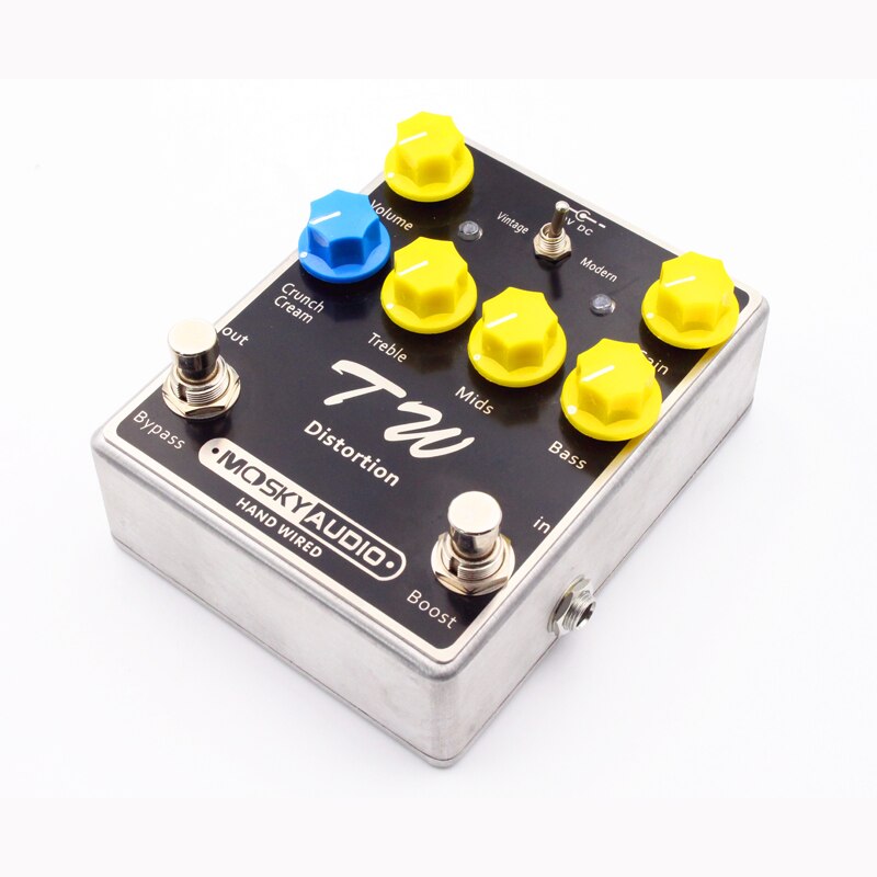 MOSKY TW Distortion Guitar Effect Pedal with Capacitors/Resistors/IC Three Band EQ Effects True Bypass Full Metal Shell