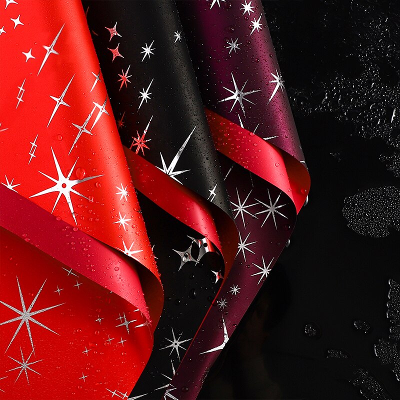 Papel de envolver flores de cielo estrellado, 20 piezas, impermeable, estrellas plateadas, ramo de papel de doble cara, paquete de , Material de floristería