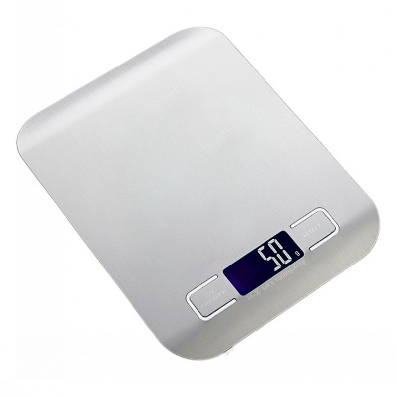 Báscula electrónica de cocina de acero inoxidable de 10KG, báscula Digital para alimentos de 5KG/1g, herramientas de pesaje para panadería, báscula de alimentos para el hogar: Sliver 5KG 1g