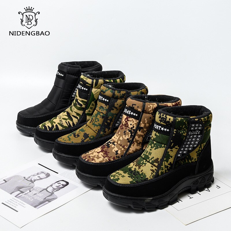 Men Boots Lightweight Winter Shoes For Men Snow Boots Waterproof Winter Footwear Non-slip Ankle Winter Boots rubber shoe sole