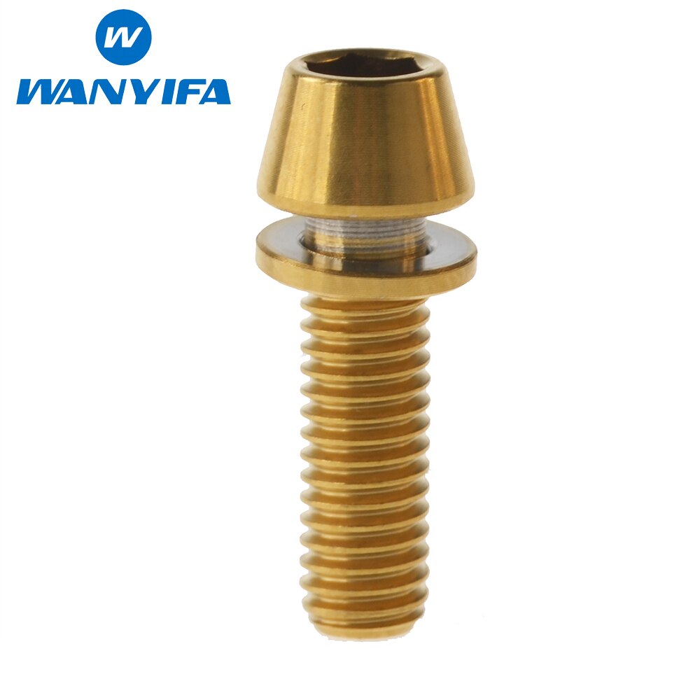 Wanyifa 6pcs M5x18mm Ti Titanium Bicycle Stem Bolt Mountain Bike Ultralight Stem Screw with Washers Gasket