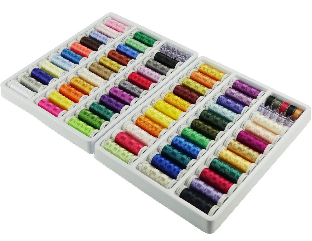 Simthread carretel de linha 300m/63 cores, bobinas de linha de poliéster para bordar