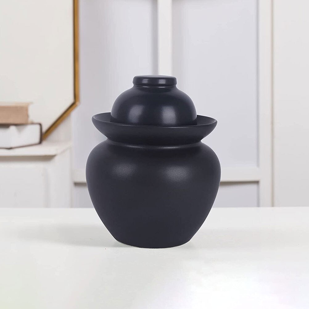 1pc Ceramic Food Container Leak Proof Ceramic Jar for Home Kitchen (Black)