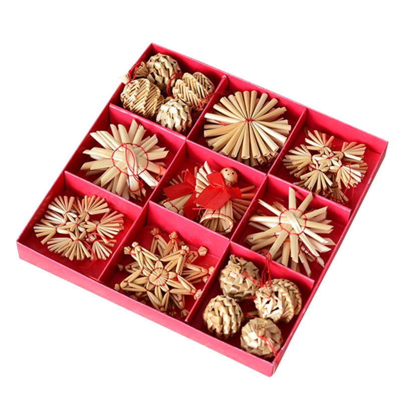 Pendentifs en paille de blé naturel décoration Simple de noël Mini Kit étoile à cinq branches sapin de noël à monter soi-même décor ornements suspendus: 9