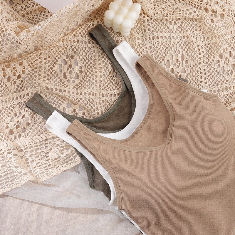 Kvinder crop top pige solid enkel camisole v-hals stribet tube top bred skulderrem polstret undertøj kvinde