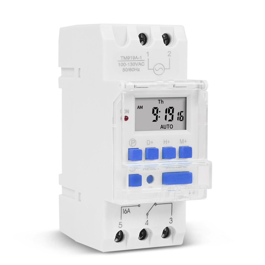 16A DIN RAIL Mount Electronic 7 Days Programmable Digital Industrial Time Switch Relay Timer Control