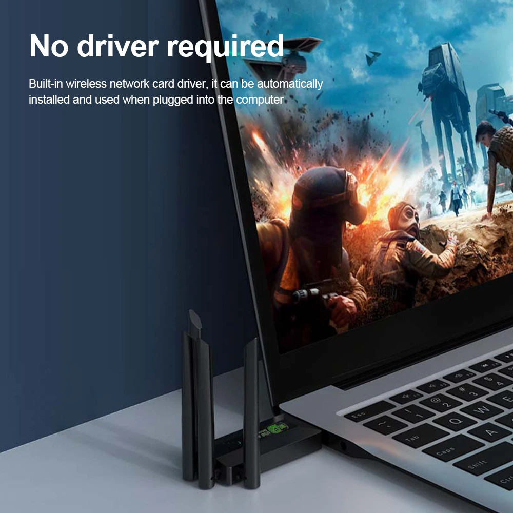 Adattatore usb wi-fi da 1200 mbps, doppia banda , 2.4g+5 ghz, dongle wi-fi, 4 antenne , 802.11ac 3.0 usb ad alta velocità, ricevitore per pc/laptop