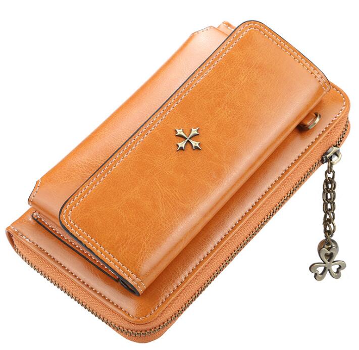 Mini bolso bandolera de para mujer, Bolso tipo cartera con decoración de flores cruzadas, cartera tipo clutch para mujer: Brown