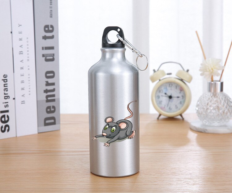 en aluminium paille bouteille d'eau mignon Animal tasse à boire Portable grande capacité pour Sport Camping randonnée tasses de mélange