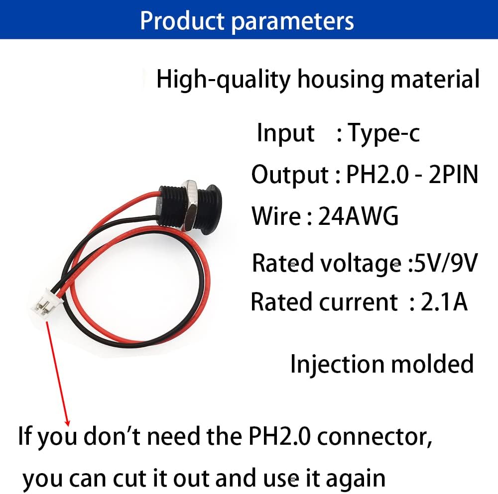 Conector USB tipo C hembra de 2 pines, resistente al agua, con enchufe hembra, puerto de carga de carga rápida, enchufe de cargador USB-C, 5 uds.