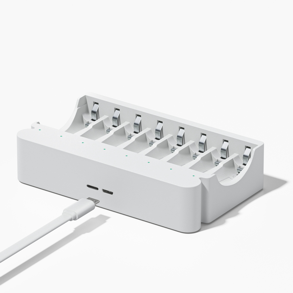 CITYORK 1,2 V AA AAA batería recargable NIMH NI-MH + 8 ranuras LED cargador rápido de batería inteligente para baterías NIMH AA AAA de 1,2 V: Gris claro