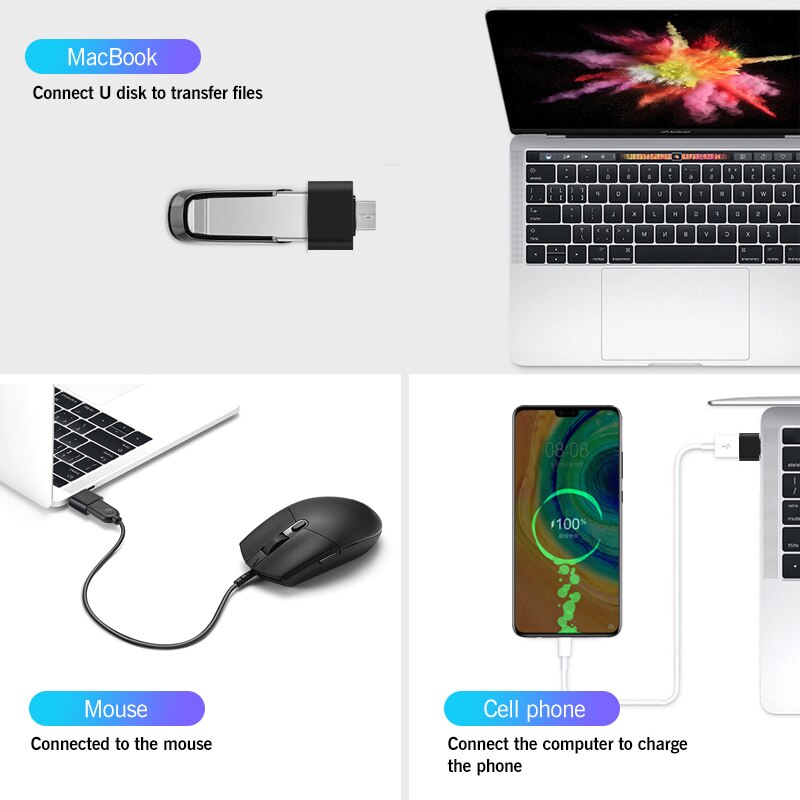 FONKEN OTG Type C For Macbook Laptop OTG Adapter Micro USB 2.0 to USB Converter For Xiaomi Samsung Android Phone USB C OTG