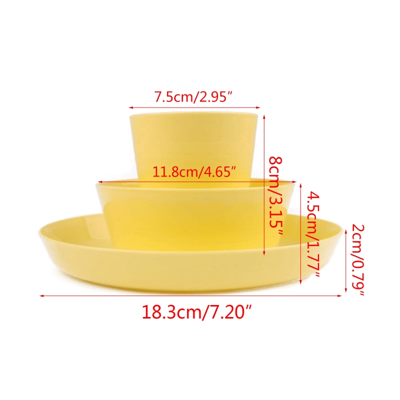 12 Piece Plastic Dinnerware Set, Reusable BPA Free 4 Cups, 4 Bowls and 4 Plates Suitable for Toddlers, Kids, Children, and