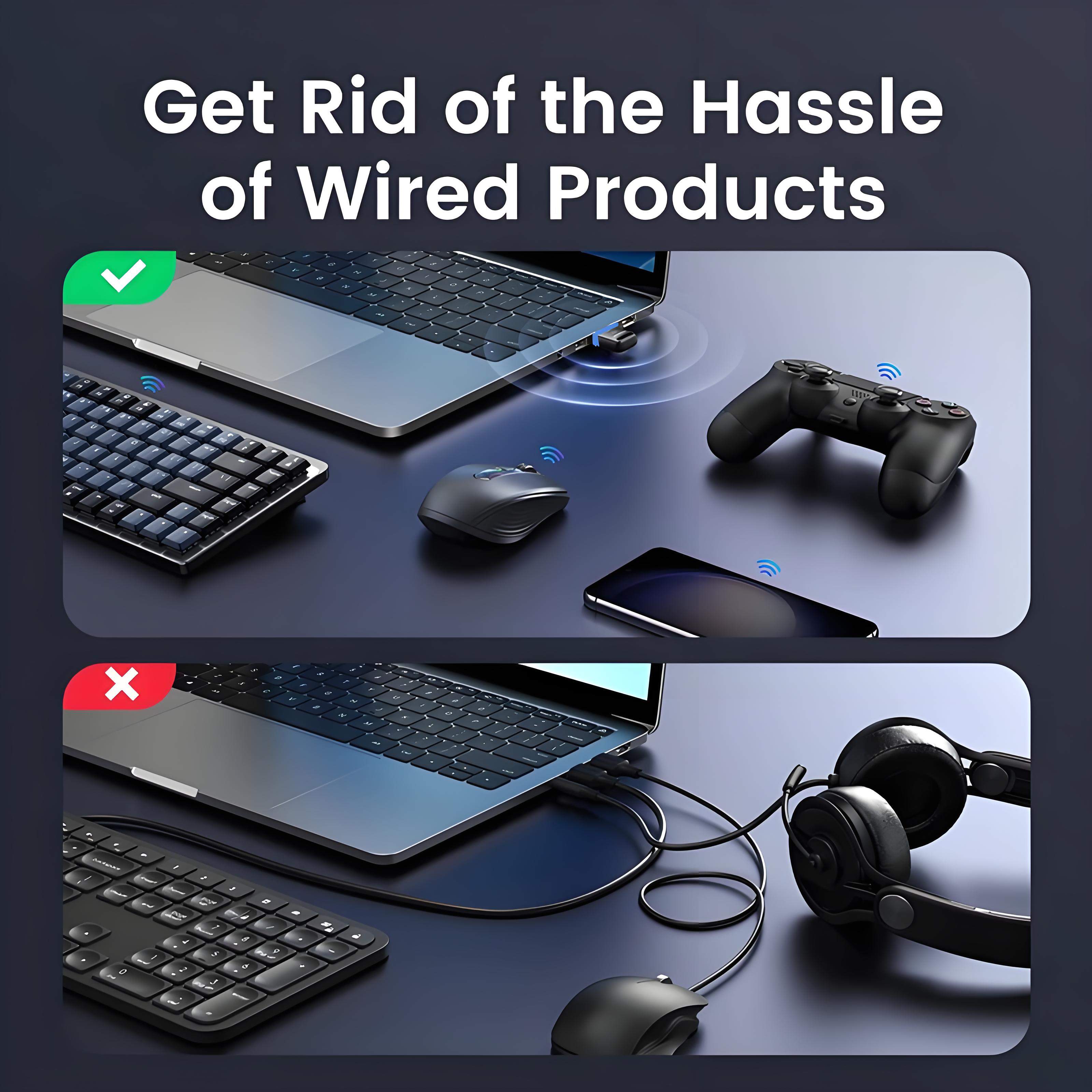 Bluetooth 5.3 5.4 Adapter USB Dongle Adapter Audio Receiver Transmitter Wireless Adapter for PC Laptop Speaker Mouse Keyboard