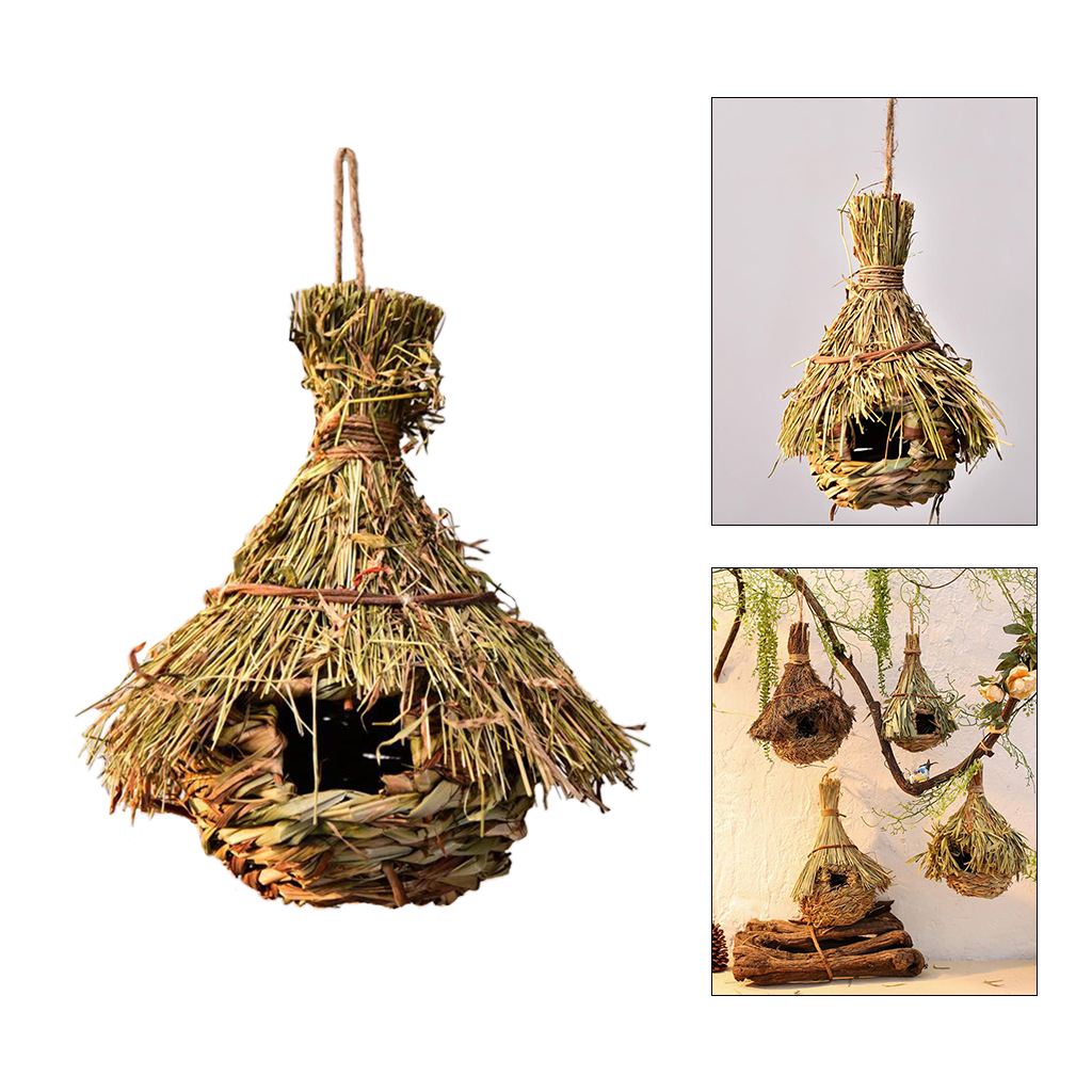 Outdoor Hummingbird House,ing Natural Grass ing Bird House, Hand-woven Straw Garden Outdoor Pet Nest Hummingbird House