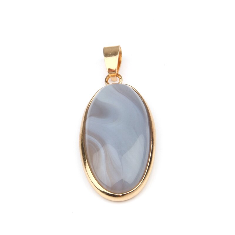 Ciondolo In Pietra naturale di Forma Ovale Pendenti Con Gemme E Perle Agat Lapis Lazuli Pendenti E Ciondoli per Collane Monili Che Fanno 4*1.6*0.6 millimetri: Grey Agate