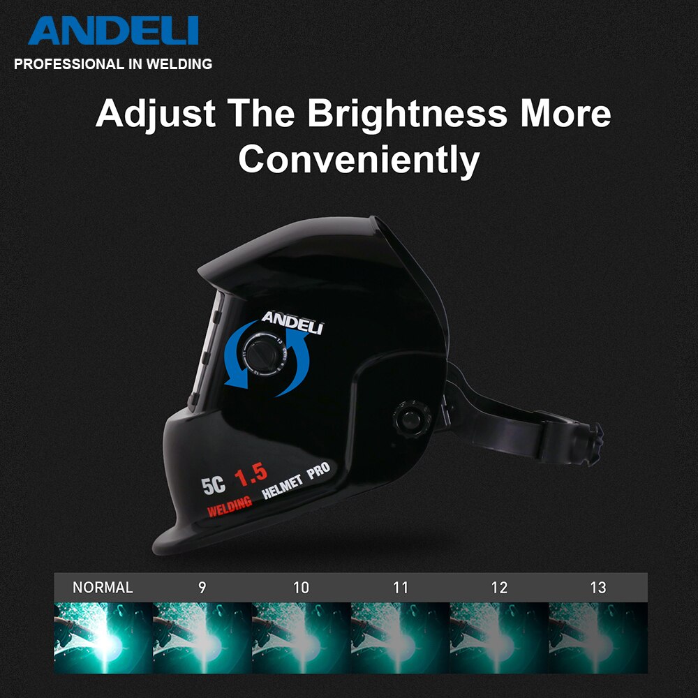 ANDELI maschera per saldatura casco oscuramento automatico per saldatrice la zona maschera per saldatura con chiarezza ottica superiore 1/1/1/2