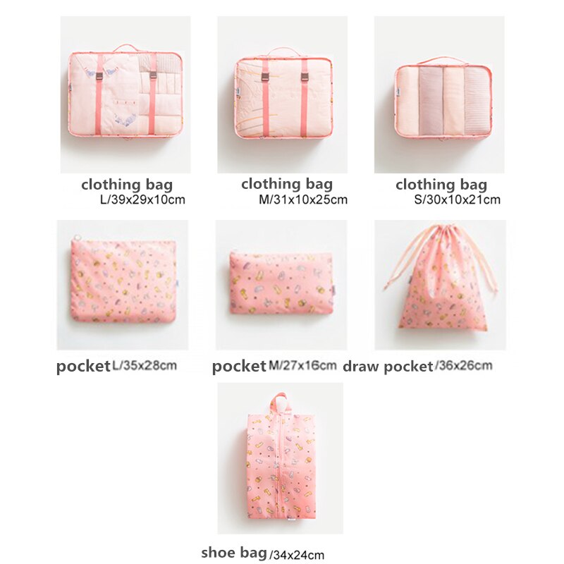 7 teile/satz Koffer Organizer tragbar Lager Tasche Reise Zubehör Bausatz Wäsche Beutel Verpackung einstellen Reisetasche Für Kleidung Unterwäsche