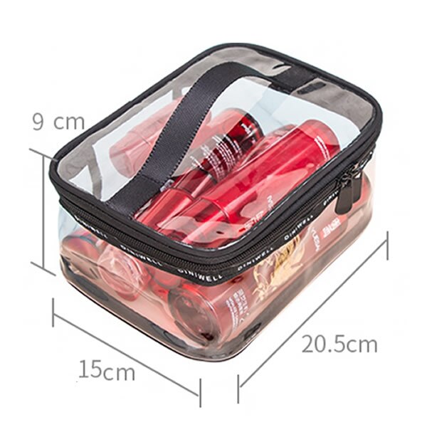 UOSC Women Transparent Cosmetic Bag Zipper Travel Make Up Case Makeup Beauty Organizer Storage Pouch Toiletry Wash Bath Bag: Medium