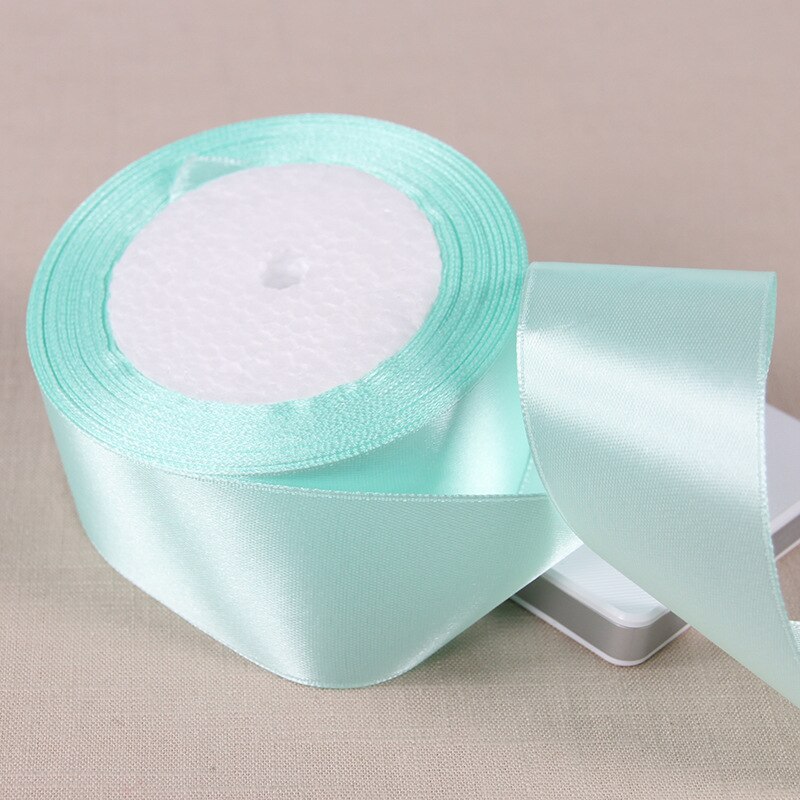 Bonita cinta de satén de seda color verde aguamarina, accesorios decorativos para envolver de boda, Material hecho a mano, 6/10/15/20/25/40/50mm, 25 yardas: 40mm Aqua Green