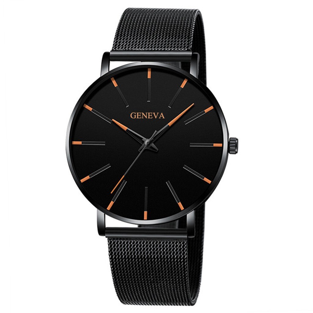 Mannen Mode Ultra Dunne Horloges Minimalistische Eenvoudige Mannen Business Roestvrijstalen Gaas Riem Quartz Horloge Relogio Masculino # Cl: D