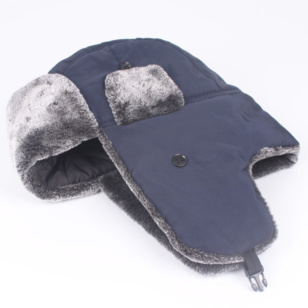 Unisex Simple Winter Ear Flap Caps Hat Waterproof Fur Lined Warm Windproof Trapper Hat Bomber Thicken