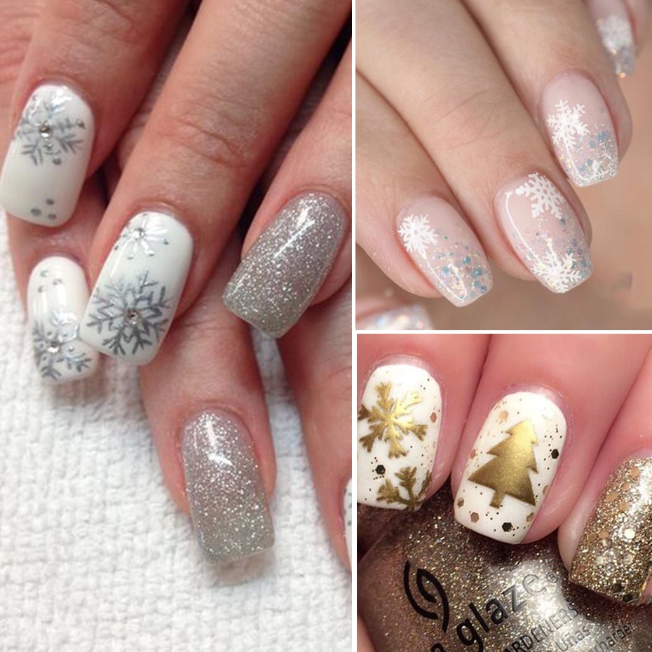 1Pc Goud Zilver Kerst Sneeuwvlok Nagellak Stickers Winter Nail Art Decals Water Transfer Manicure Accesoires CHSTZ-YA-2