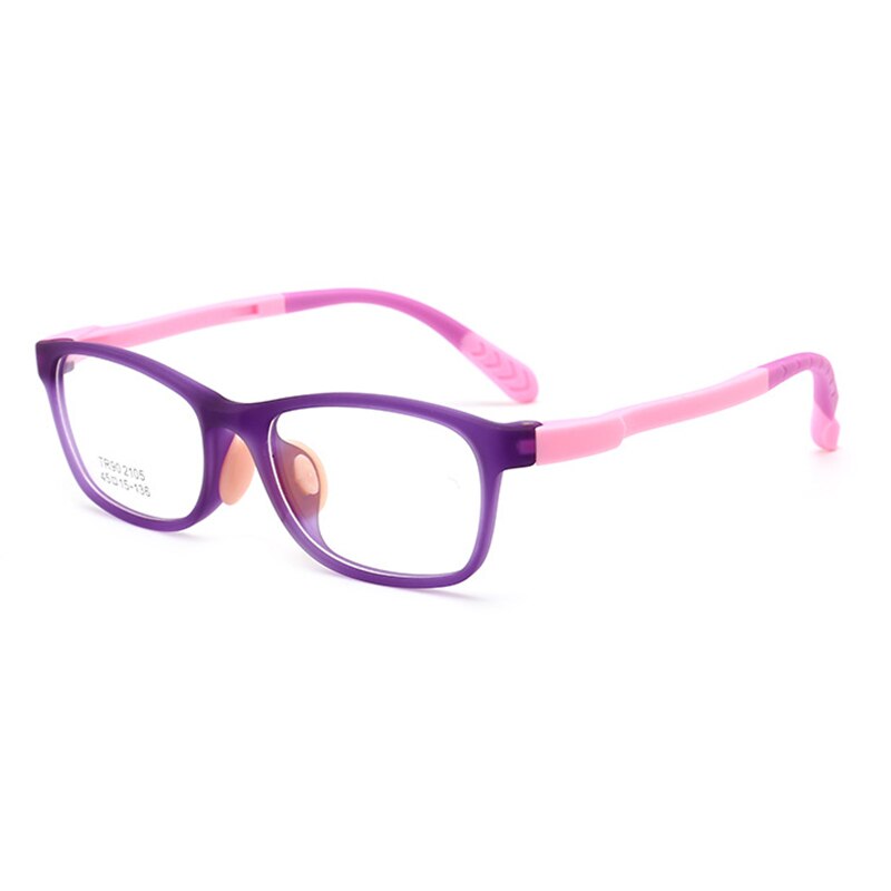 Glasses for Kids Boys Girls TR90 Square Flexible Frame Anti-Eyestrain Anti-Glare Age 4-10 LL@17: Purple