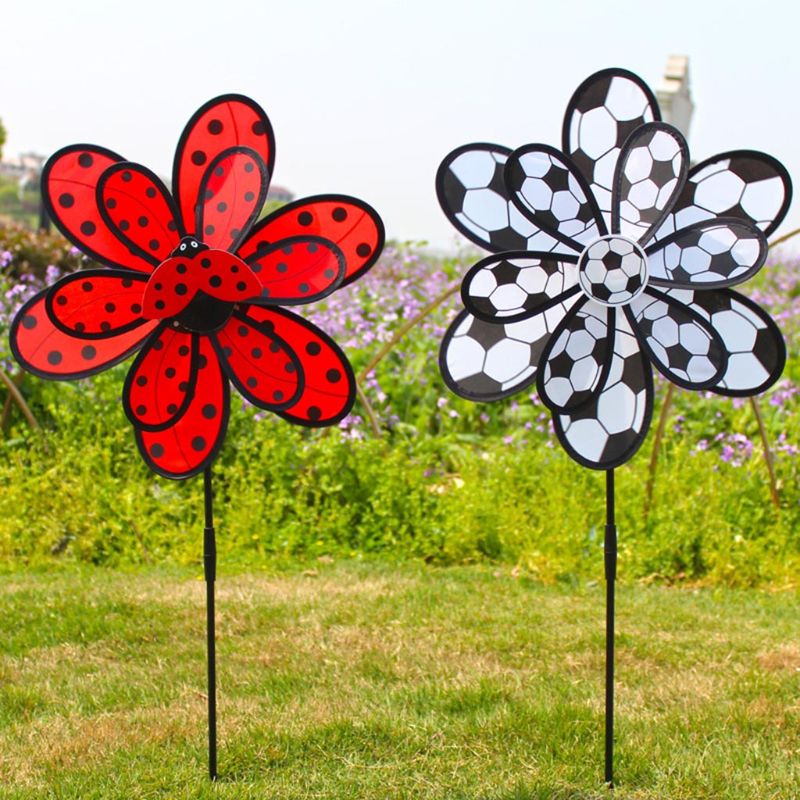 Kids Double Layer Voetbal Windmolen Wind Spinner Pinwheel Huis Tuin Yard Decor Y4QA