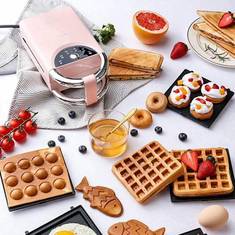 Electric Sandwich maker 5 in 1 Bread Maker Timed Waffle Makers Multifunctional Breakfast Machine Household bread Electric grill