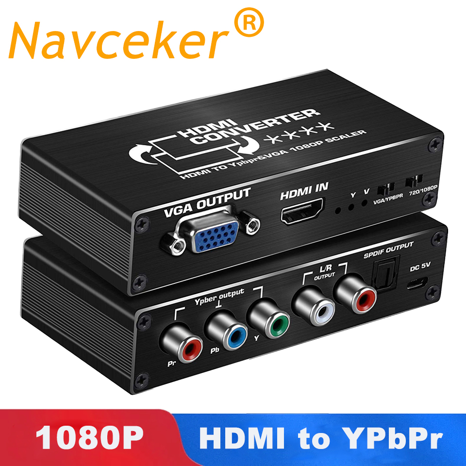 Beste HDMI tot 1080P Component Scaler Converter, HDMI naar VGA of YPbPr 5RCA Video Converter Adapter met Optische en R/L Audio