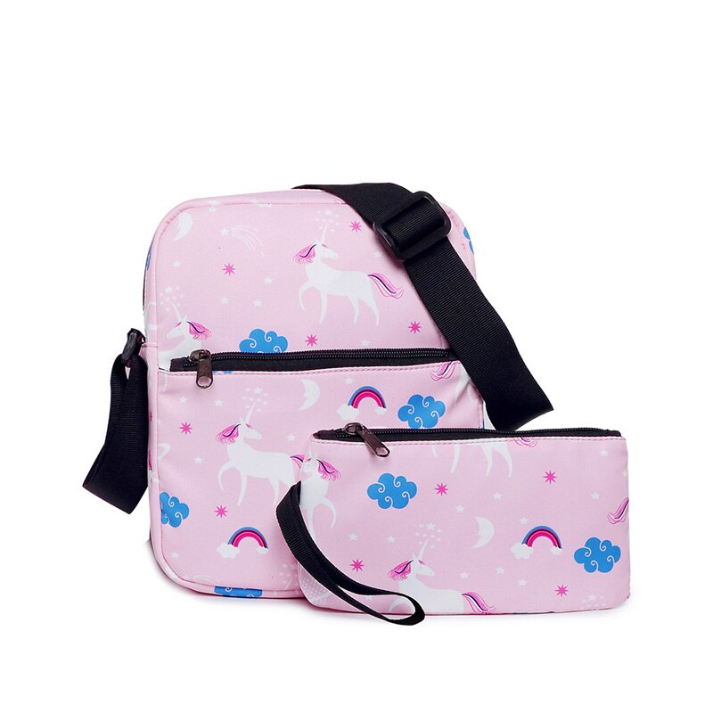 DIOMO unicorn backpack female women school bags set for girl teenagers satchel female animal bagpack kids crossbody bag child