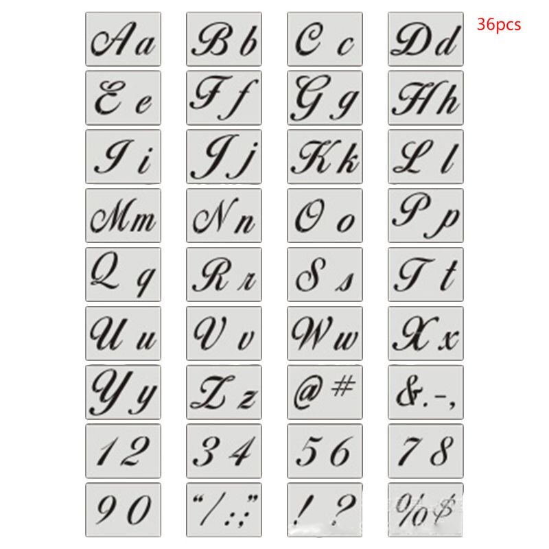 36 pçs/set Letra Do Alfabeto de Madeira Pintura de Parede Stencil Modelo de Desenho DIY Craft