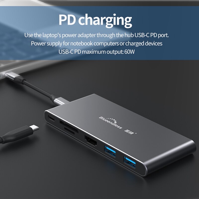 Blueendless M.2 Ngff Ssd Case Usb C Hub Type C + Pd + USB3.0 + Hdmi-Compatibel Docking Station ssd Behuizing Voor Pro Laptop