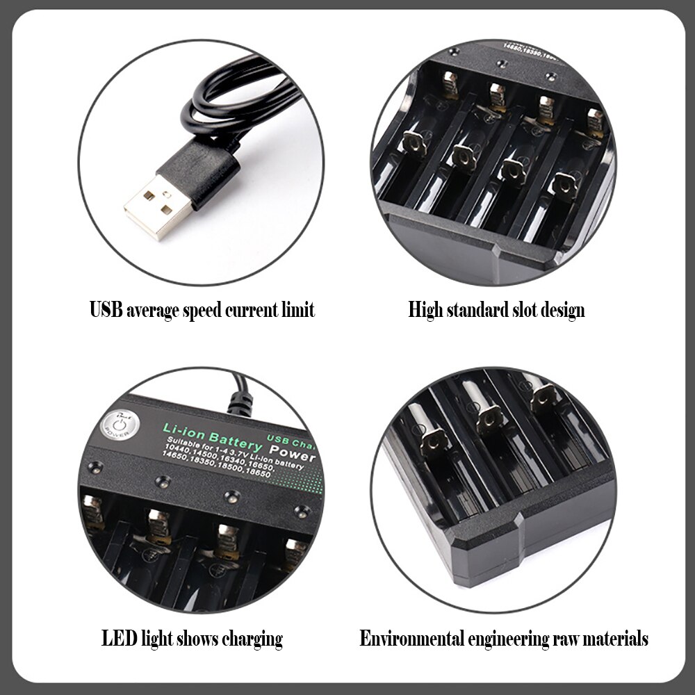 18650 Charger Independent Charging 3.7V Li-ion Battery Charger For 18350 16340 14500 10440 14500 16340 16650 14650 18350 18500