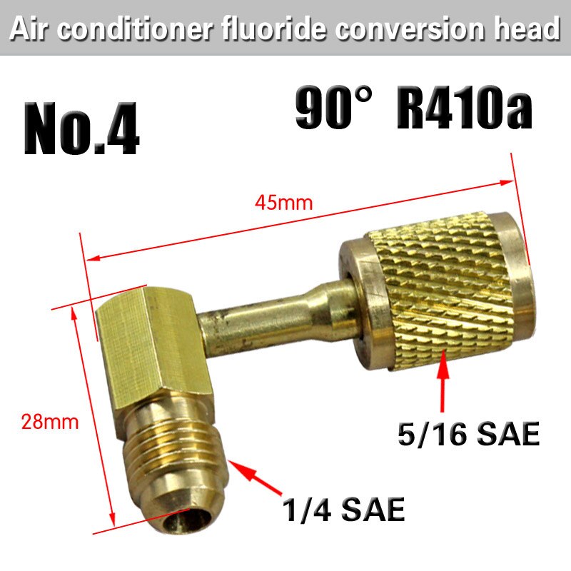 Cabeça de fluoreto de ar condicionado r410a r22 junta mais adaptador de tubo líquido conector refrigerante especial 90 graus conversor sio: NO.4