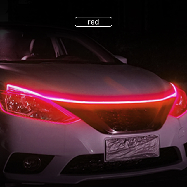 Bande lumineuse LED de démarrage pour capot de voiture 12v, éclairage d'ambiance décoratif pour véhicule modifié: Rouge