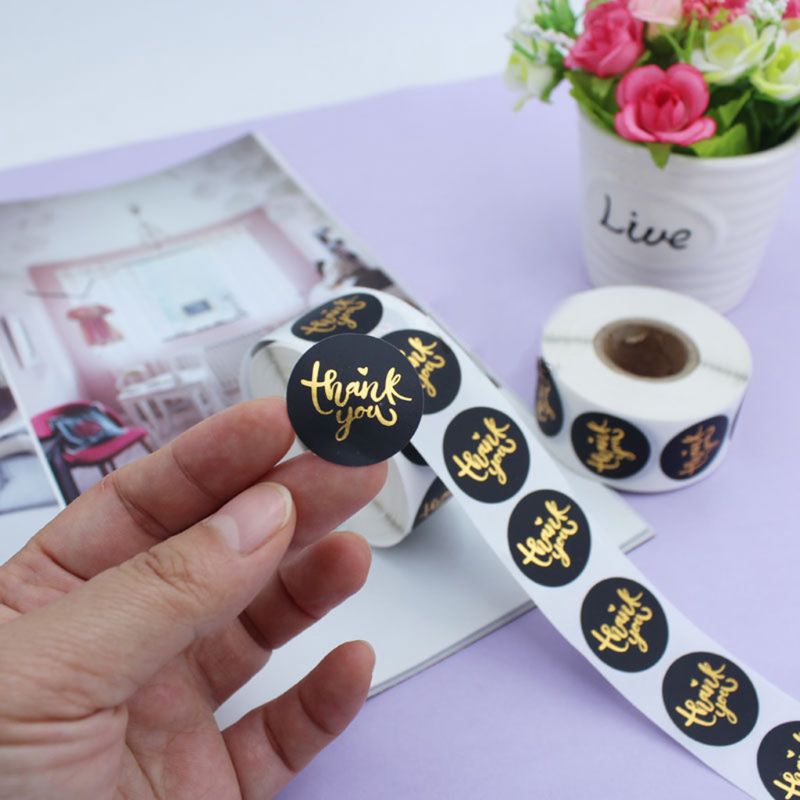 500pcs/roll Thank You Stickers Gold Foil Seal Label Scrapbooking Wedding Decor