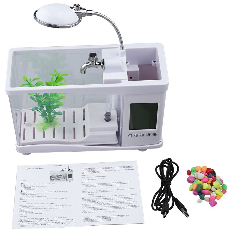 USB Mobile Mini Electronic Desktop Fish tank White