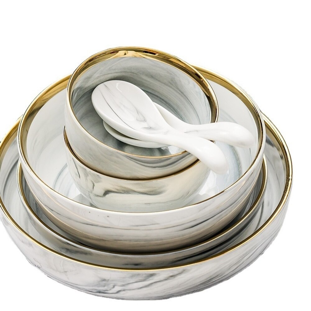 Service de table assiette en céramique, bol , assiette domestique moderne européenne et occidentale, ensemble de bols alimentaires