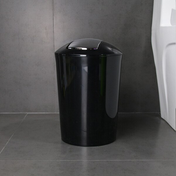 Gylden europæisk stil luksus gyngende låg plast skraldespand til køkken badeværelse toilet: Sort / 6.5l