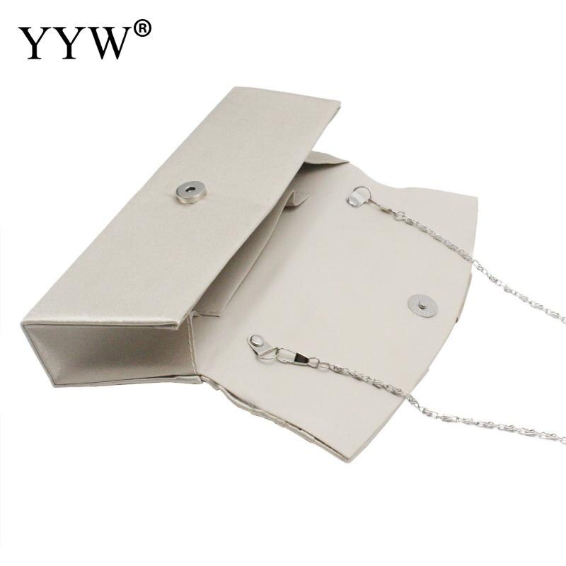 Aprikos dam satin veckad strass kväll clutch väska med kedja dam feminin knuten satin veck kväll clutch väska