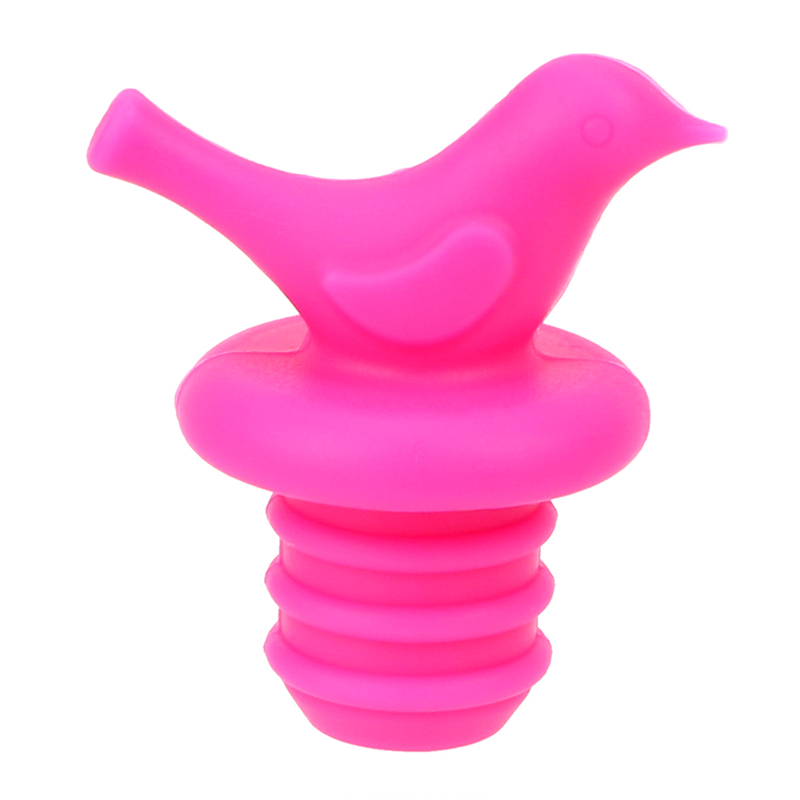 1Pc Tampas de Garrafa De Vinho Rolha de Vinho Rolha 4 cor Pássaros Bonitos Dos Desenhos Animados Capa De Silicone Fresco Família Bar Ferramentas Criativas de Preservação: Rosa
