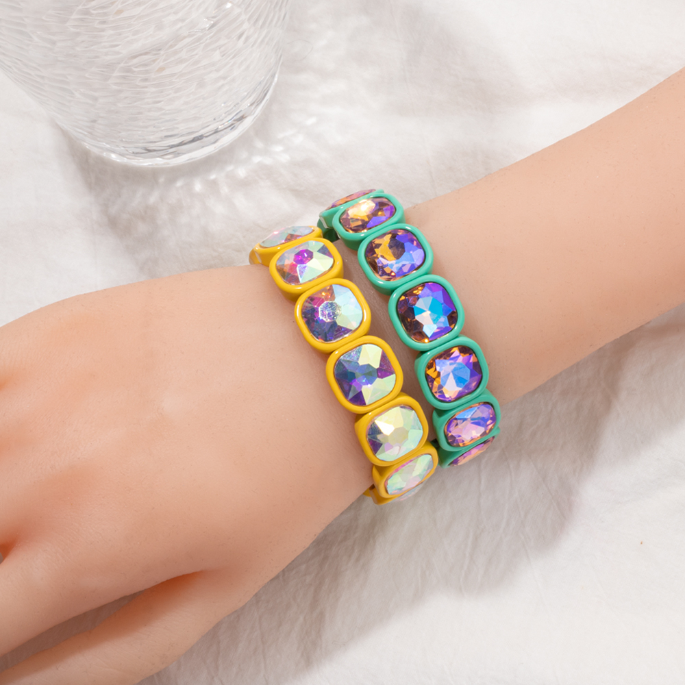 Pulseras de cuentas de cristal de invierno para mujer, pulseras elásticas de cuentas coloridas, joyería brillante bohemia hecha a mano, 2024